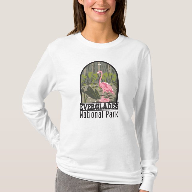 Everglades Nationalpark Florida Flamingo Vintag T-Shirt (Vorderseite)
