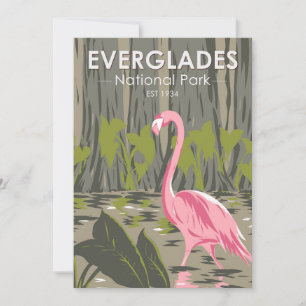 Everglades Nationalpark Florida Flamingo Vintage Feiertagskarte