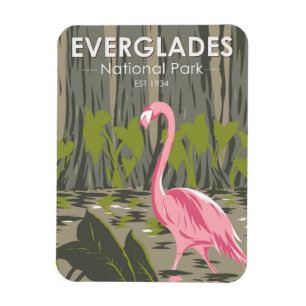Everglades Nationalpark Florida Flamingo Vintage Magnet
