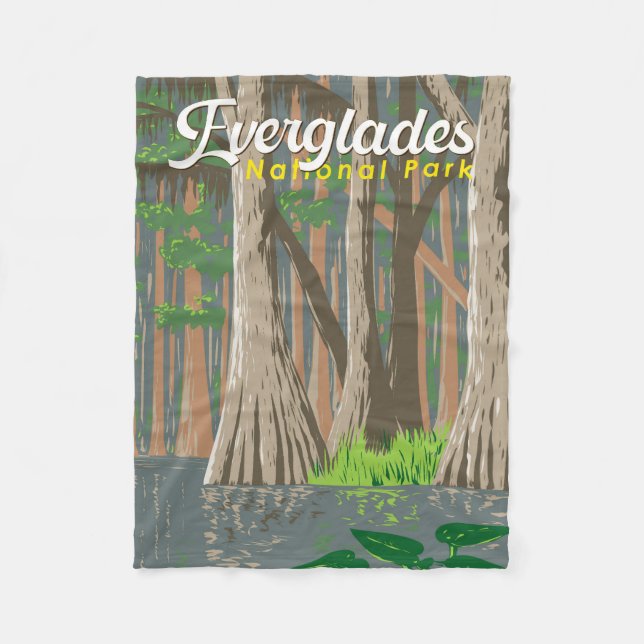 Everglades Nationalpark Illustration Fleecedecke (Vorderseite)