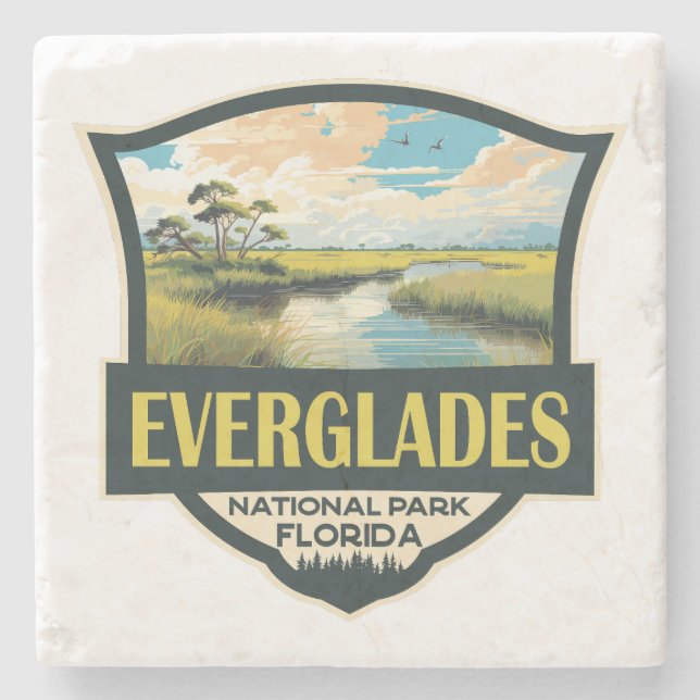 Everglades Nationalpark Illustration Steinuntersetzer (Vorderseite)