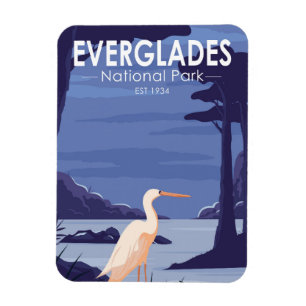 Everglades Nationalpark Night Egret Vintag Magnet