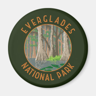 Everglades Nationalpark Retro Distressed Circle Magnet