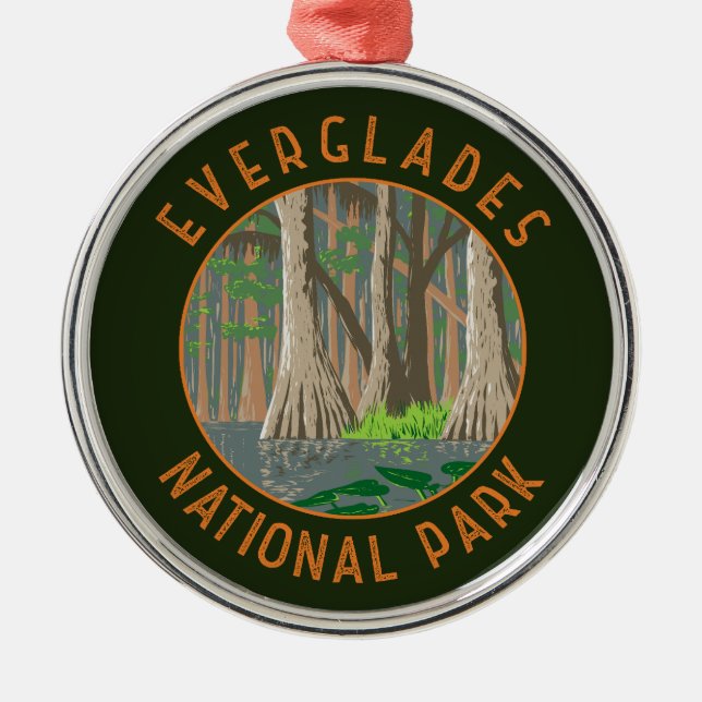 Everglades Nationalpark Retro Distressed Circle Ornament Aus Metall (Vorne)