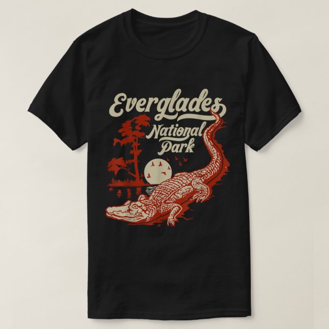 Everglades Nationalpark Vintages Krokodil T-Shirt (Design vorne)