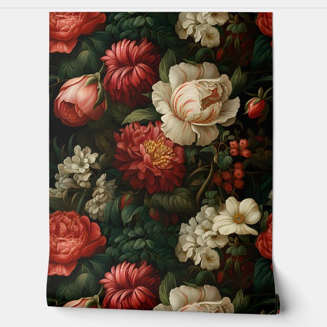 Everglow Weihnachten Florals Botanical Tapete (Abrollen)