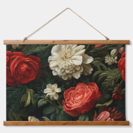 Everglow Weihnachten Florals Botanical Wandteppich Mit Holzrahmen