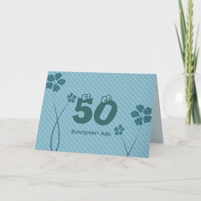 Evergreen 50. Geburtstag Karte (Vorderseite)