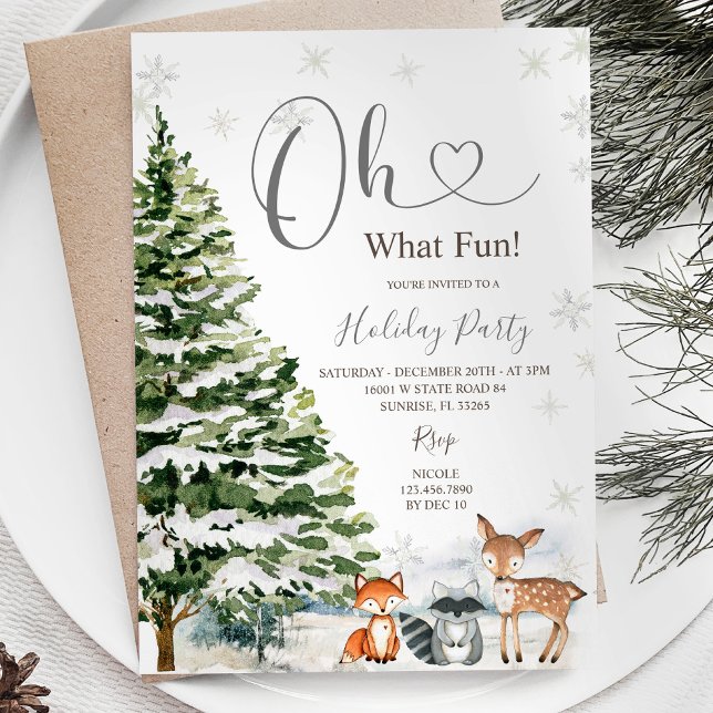 Evergreen Animal Trees Holiday Winter Party Einladung (Von Creator hochgeladen)