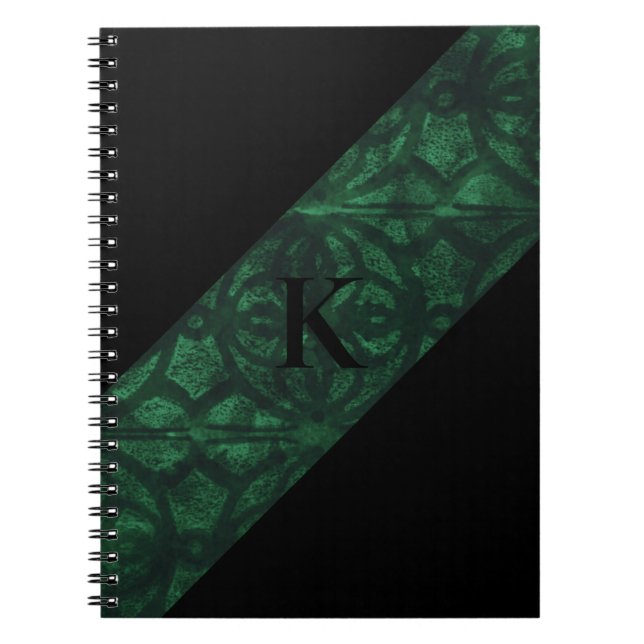 Evergreen Batik Black Mit Monogramm Notizblock (Vorderseite)
