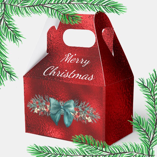 Evergreen, Berries, Green Bow Red Imitats Foil Geschenkschachtel (Von Creator hochgeladen)