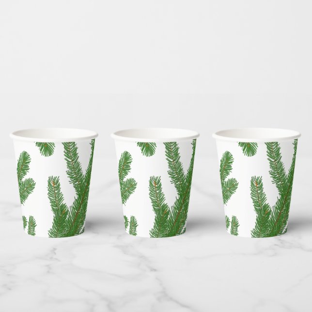 Evergreen Bire Tree Branches Pappbecher (Multi)