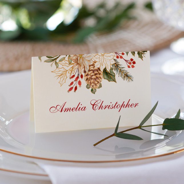 Evergreen Blume Winter Wedding Platzkarte (Von Creator hochgeladen)