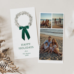 Evergreen Bow Wreath Foto Feiertagskarte