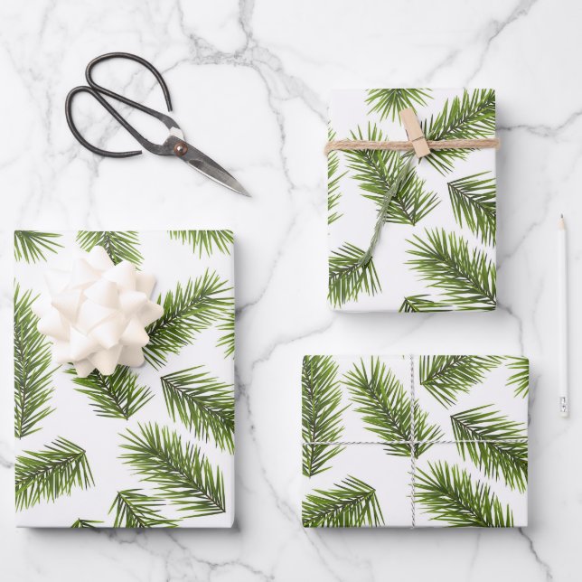Evergreen Branch Muster Geschenkpapier Set (Vorderseite)