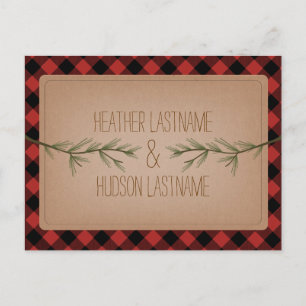 Evergreen Branchen Kariert Rustikale Ankündigungspostkarte