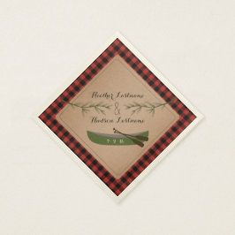 Evergreen Branches + Canoe Kariert Wedding Napkins Serviette