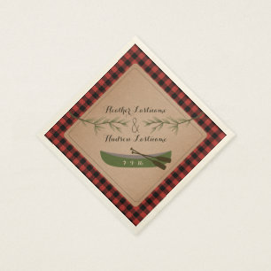 Evergreen Branches + Canoe Kariert Wedding Napkins Serviette
