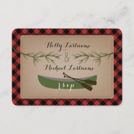 Evergreen Branches + Canoe Kariert Wedding R.S.V.P RSVP Karte