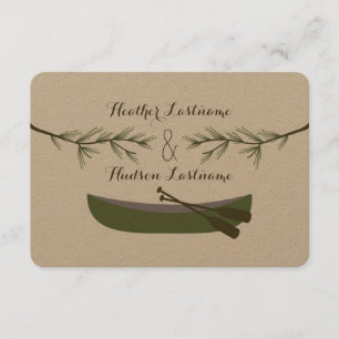 Evergreen Branches + Canoe Wedding R.S.V.P. RSVP Karte