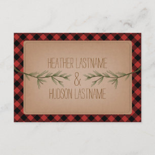Evergreen Branches Kariert Wedding R.S.V.P. RSVP Karte