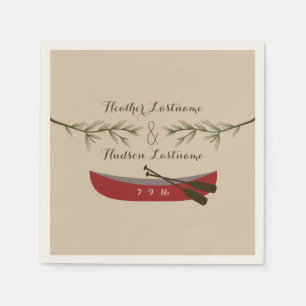 Evergreen Branches + Red Canoe Wedding Serviette