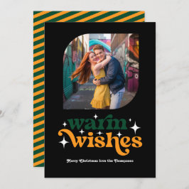 Evergreen & Bright Modern Retro Weihnachts-Foto Feiertagskarte