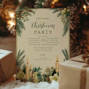 Evergreen Candlelight Weihnachts-Party Einladung
