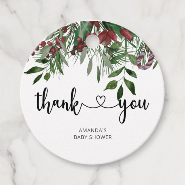 Evergreen Christmas Danke Geschenkanhänger (Vorderseite)