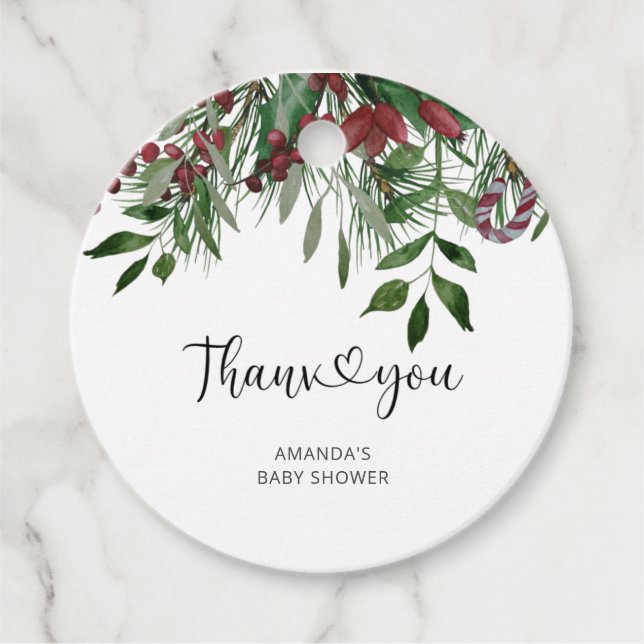 Evergreen Christmas Danke Geschenkanhänger (Vorderseite)