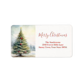 Evergreen Christmas Tree Vintag Adressaufkleber