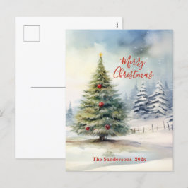 Evergreen Christmas Tree Vintag Feiertagspostkarte