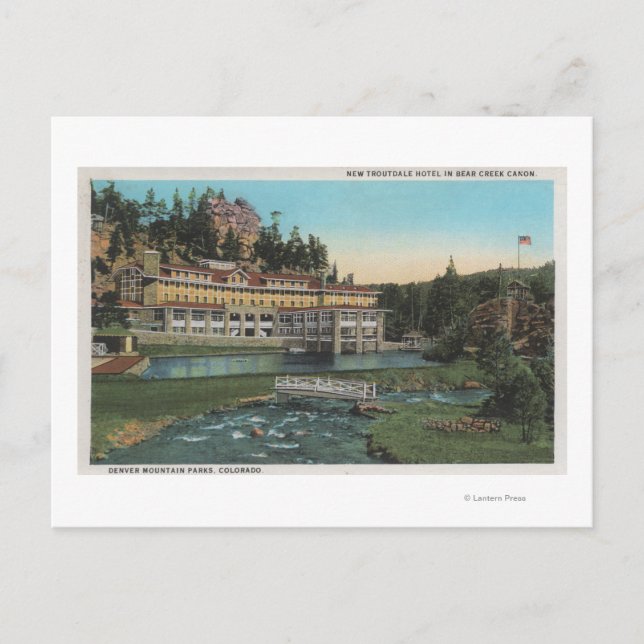Evergreen, CO - Troutdale Hotel, Bärengraben Postkarte (Vorderseite)