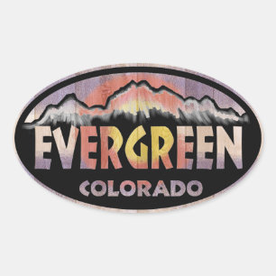 Evergreen Colorado Holzflagge ovale Aufkleber