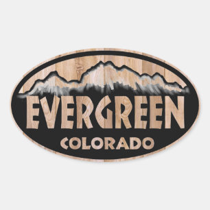Evergreen Colorado Holzschild ovale Aufkleber