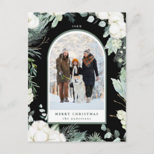 Evergreen & Cotton Blume Arch Foto Holiday Black Postkarte
