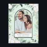 Evergreen & Cotton Blume Arch Foto Kinderspielplat Postkarte<br><div class="desc">Dieses Weihnachtsfest | Holiday Postcard mit handgemalten Wintergärten,  Blume aus Baumwolle und goldenen und Aquarelltexturen.</div>