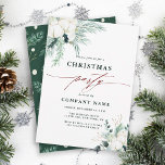 Evergreen & Cotton Blume Bouquet Party Einladung<br><div class="desc">Dieses Weihnachtsfest | Holiday party Einladung mit handgemalten Wintergärten,  Blume aus Baumwolle mit goldenen und wasserfarbenen Texturen und einem immergrünen Zweig auf der Rückseite. Klicken Sie auf die SCHALTFLÄCHE BLAUE DESIGN TOOL,  um eine erweiterte Anpassung dieses Designs zu erhalten. Matching-Elemente sind ebenfalls verfügbar.</div>