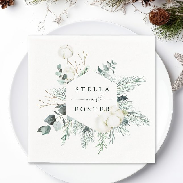 Evergreen & Cotton Blume Elegante Hexagon Hochzeit Serviette (Von Creator hochgeladen)