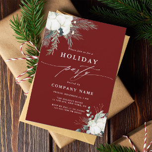 Evergreen & Cotton Blume Red Holiday Party Einladung