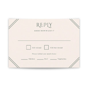 Evergreen Diamond Wedding RSVP Card Karte