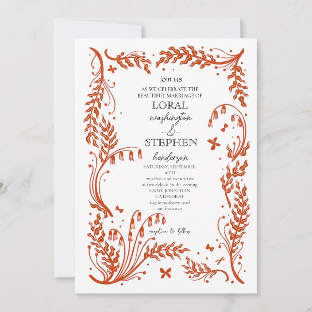 Evergreen Elegance Wedding Einladung (Vorderseite)