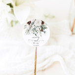 Evergreen elegante Winterhochzeit Runder Aufkleber<br><div class="desc">Evergreen elegante Winter Hochzeit Classic Round Sticker Matching Artikel erhältlich.</div>