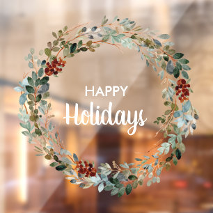 Evergreen Eucalyptus Floral Wreath Fensteraufkleber