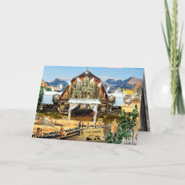 Evergreen Fall Harvest Barn Danke Karte 5"x7"