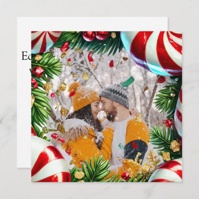 Evergreen Foto Grenze mit Minze für Weihnachten (Vorne/Hinten)