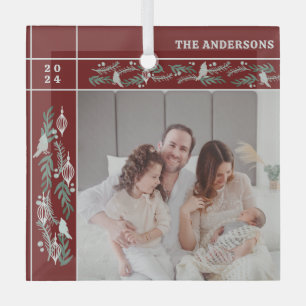 Evergreen Garland Frame Foto Weihnachten Ornament Aus Glas