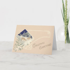 Evergreen Hirsch Church Snow Feiertagskarte