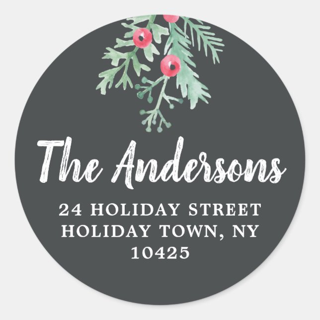 Evergreen Holiday Rücksendeadresse Umschlag Aufkle Runder Aufkleber (Vorderseite)