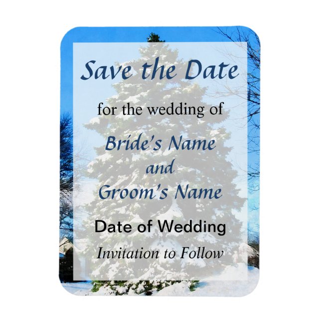 Evergreen im Winter Save the Date Magnet (Vertikal)
